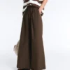 Pantalon à jambes larges en popeline 100 % coton Pantalon à jambes larges en popeline 100 % coton