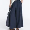 Pantalon à jambes larges en popeline 100 % coton Pantalon à jambes larges en popeline 100 % coton