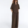 Pantalon à jambes larges en popeline 100 % coton Pantalon à jambes larges en popeline 100 % coton