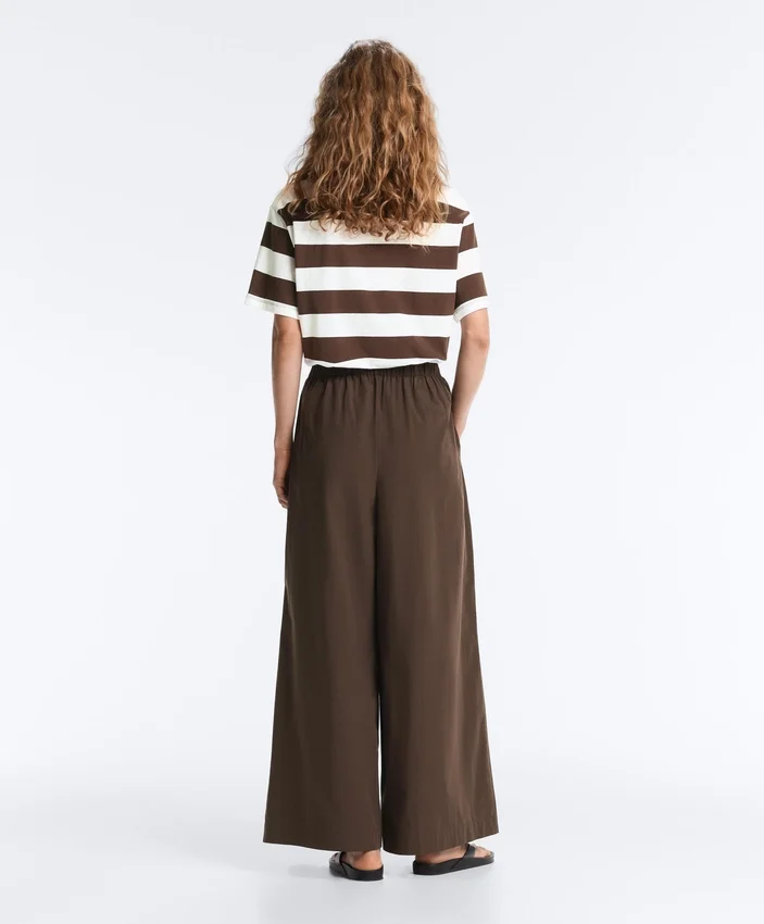 Pantalon à jambes larges en popeline 100 % coton Pantalon à jambes larges en popeline 100 % coton