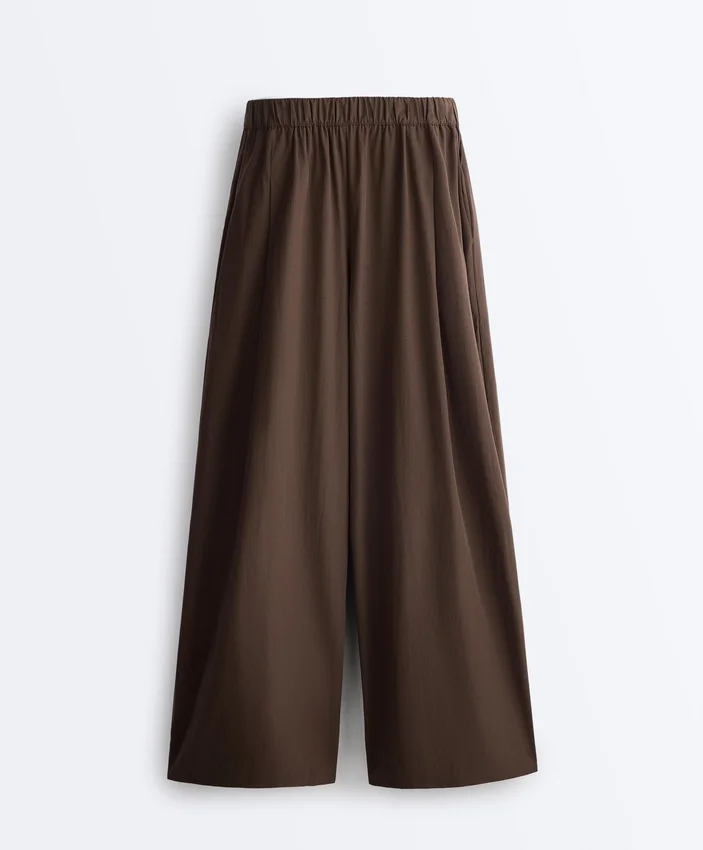 Pantalon à jambes larges en popeline 100 % coton Pantalon à jambes larges en popeline 100 % coton