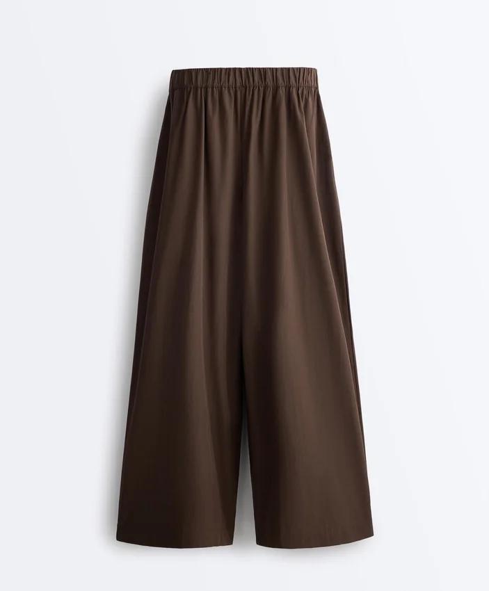 Pantalon à jambes larges en popeline 100 % coton Pantalon à jambes larges en popeline 100 % coton
