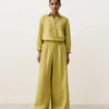 Pantalon large 100 % lin avec plis latéraux Pantalon large 100 % lin avec plis latéraux