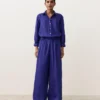 Pantalon large 100 % lin avec plis latéraux Pantalon large 100 % lin avec plis latéraux