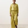 Pantalon large 100 % lin avec plis latéraux Pantalon large 100 % lin avec plis latéraux