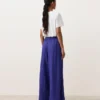 Pantalon large 100 % lin avec plis latéraux Pantalon large 100 % lin avec plis latéraux