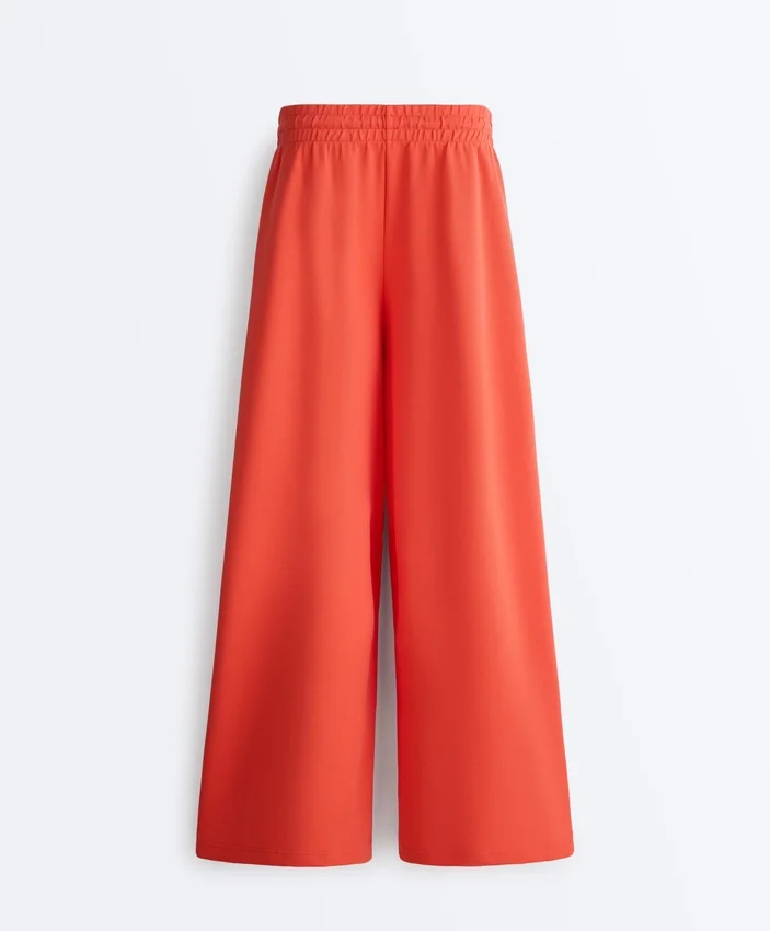 Pantalon large en coton piqué plissé Pantalon large en coton piqué plissé