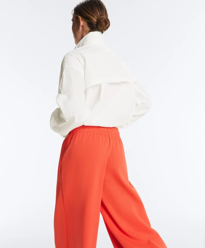 Pantalon large en coton piqué plissé Pantalon large en coton piqué plissé