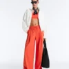 Pantalon large en coton piqué plissé Pantalon large en coton piqué plissé