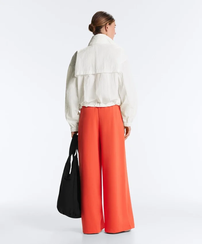 Pantalon large en coton piqué plissé Pantalon large en coton piqué plissé