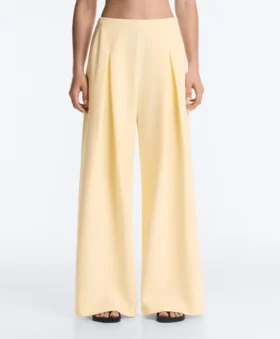 Pantalon large en piqué de coton