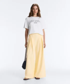 Pantalon large en piqué de coton