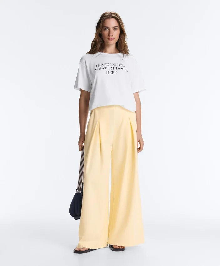 Pantalon large en piqué de coton Pantalon large en piqué de coton