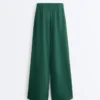 Pantalon large en piqué de coton avec plis Pantalon large en piqué de coton avec plis