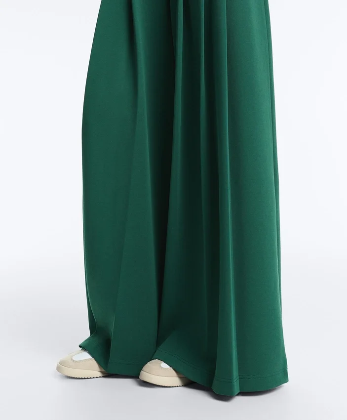Pantalon large en piqué de coton avec plis Pantalon large en piqué de coton avec plis