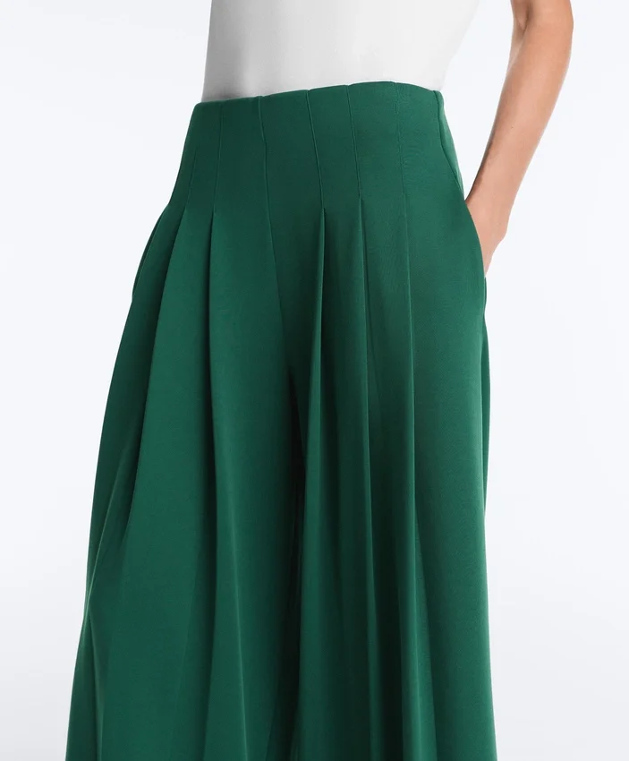 Pantalon large en piqué de coton avec plis Pantalon large en piqué de coton avec plis