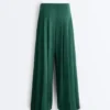 Pantalon large en piqué de coton avec plis Pantalon large en piqué de coton avec plis