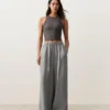 Pantalon large à rayures 100 % lin Pantalon large à rayures 100 % lin