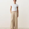 Pantalon large à rayures 100 % lin Pantalon large à rayures 100 % lin