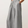 Pantalon large à rayures 100 % lin Pantalon large à rayures 100 % lin