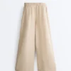 Pantalon large à rayures 100 % lin Pantalon large à rayures 100 % lin