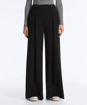 Pantalon long à jambes larges en modal Soft Touch et à plis