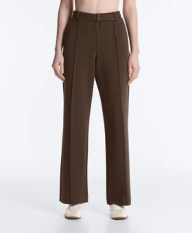 Pantalon slim taille basse en piqué de coton
