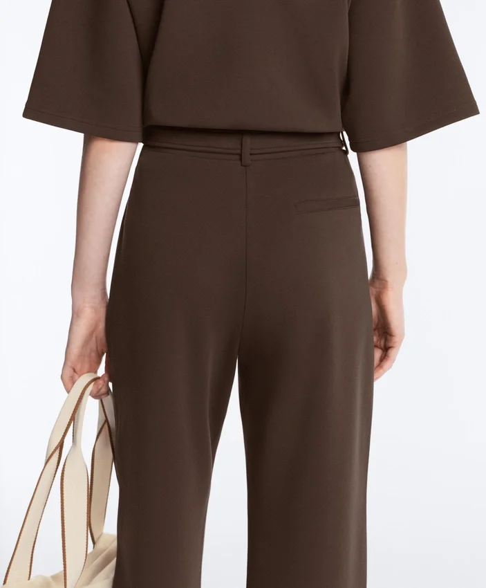 Pantalon slim taille basse en piqué de coton Pantalon slim taille basse en piqué de coton