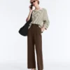 Pantalon slim taille basse en piqué de coton Pantalon slim taille basse en piqué de coton