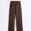 Pantalon slim taille basse en piqué de coton Pantalon slim taille basse en piqué de coton