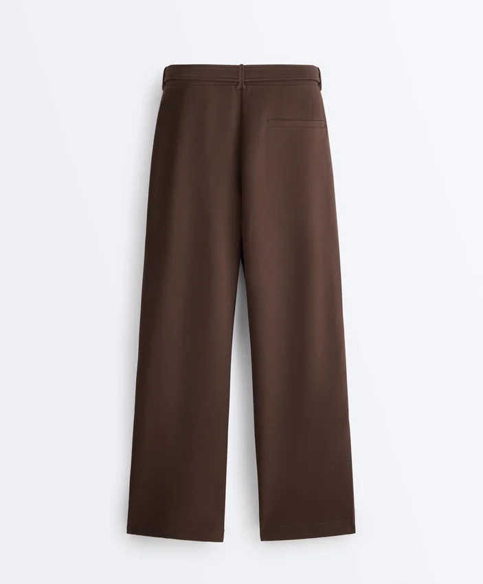 Pantalon slim taille basse en piqué de coton Pantalon slim taille basse en piqué de coton