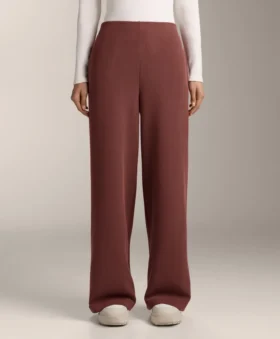 Pantalon taille haute à côtes avec modal Soft Touch