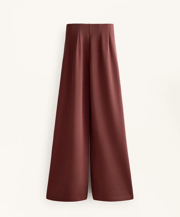 Pantalon taille haute à côtes avec modal Soft Touch Pantalon taille haute à côtes avec modal Soft Touch