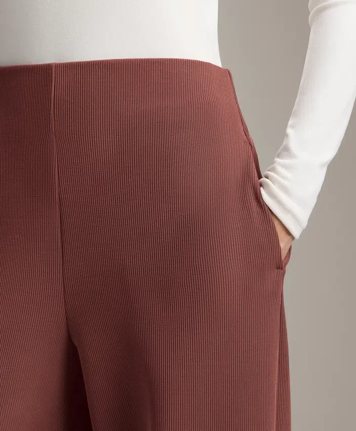 Pantalon taille haute à côtes avec modal Soft Touch Pantalon taille haute à côtes avec modal Soft Touch