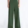 Pantalon taille haute en sergé à jambes larges et plis Pantalon taille haute en sergé à jambes larges et plis