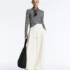 Pantalon taille haute en sergé à jambes larges et plis Pantalon taille haute en sergé à jambes larges et plis