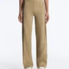 Pantalon à taille haute et coupe droite effet néoprène avec passepoil Pantalon à taille haute et coupe droite effet néoprène avec passepoil