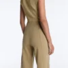 Pantalon à taille haute et coupe droite effet néoprène avec passepoil Pantalon à taille haute et coupe droite effet néoprène avec passepoil
