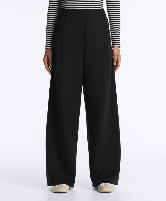 Pantalon à taille haute et jambes larges effet néoprène Pantalon à taille haute et jambes larges effet néoprène