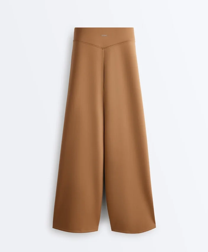 Pantalon à taille haute et jambes larges effet néoprène Pantalon à taille haute et jambes larges effet néoprène