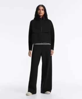 Pantalon à taille haute et jambes larges effet néoprène