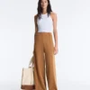 Pantalon à taille haute et jambes larges effet néoprène Pantalon à taille haute et jambes larges effet néoprène