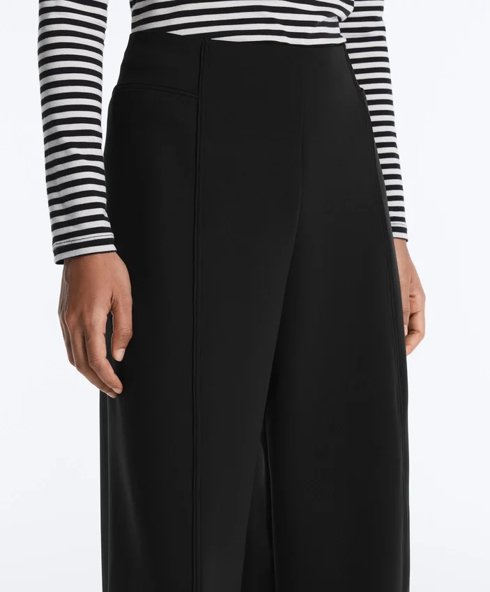Pantalon à taille haute et jambes larges effet néoprène Pantalon à taille haute et jambes larges effet néoprène