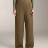 Pantalon taille haute à jambes droites effet néoprène Pantalon taille haute à jambes droites effet néoprène