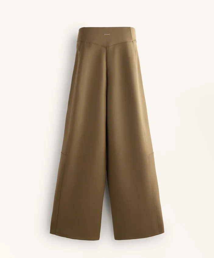 Pantalon taille haute à jambes droites effet néoprène Pantalon taille haute à jambes droites effet néoprène