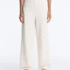 Pantalon taille haute à jambes larges et rayures fines, au toucher Soft Touch Pantalon taille haute à jambes larges et rayures fines, au toucher Soft Touch