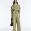Pantalon taille haute à jambes larges et rayures fines, au toucher Soft Touch Pantalon taille haute à jambes larges et rayures fines, au toucher Soft Touch