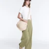 Pantalon taille haute à jambes larges et rayures fines, au toucher Soft Touch Pantalon taille haute à jambes larges et rayures fines, au toucher Soft Touch