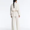 Veste longue à fines rayures avec taille ajustable et modal Soft Touch Veste longue à fines rayures avec taille ajustable et modal Soft Touch