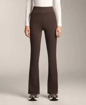 Pantalon évasé chaud à taille haute avec poches
